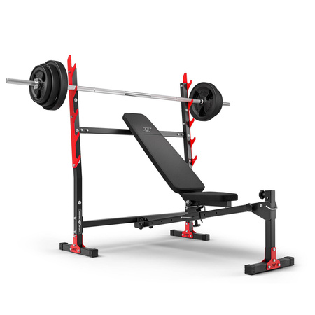 Ławka treningowa regulowana MH-L107 - skos ujemny, stojaki, 250kg